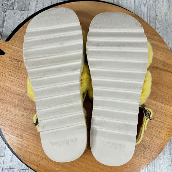 Koolaburra by Ugg Fuzz’d Out Faux Fur Sandals Yellow 9 Slingback - Picture 7 of 10